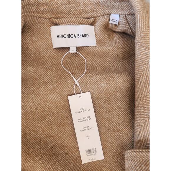 NWT Veronica Beard Women's Roberta OverSize Wrap Coat Size S Camel/Ivory #2N438 - Picture 9 of 16
